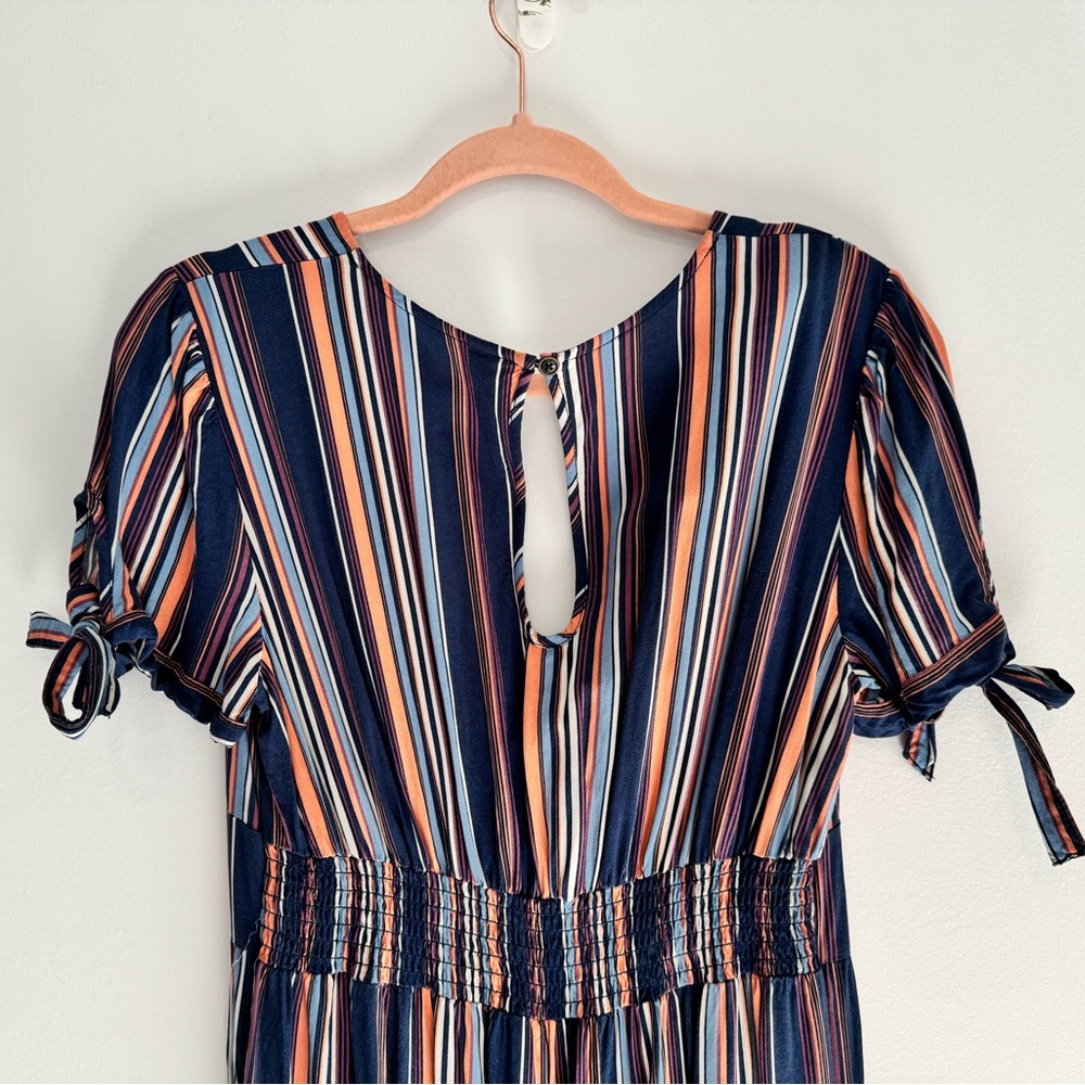 Xhilaration Striped Jumpsuit with Tie Sleeves - Picture 5 of 5